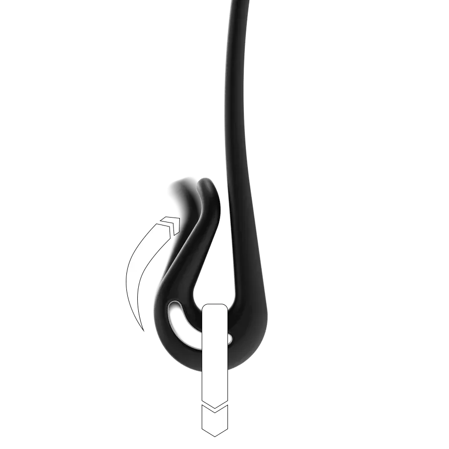 Diagram of the Stowey double hook gripping a rod