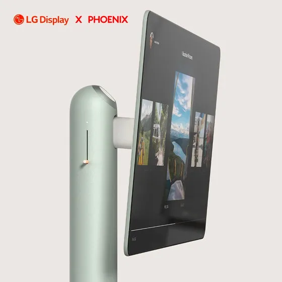 OLED Glow display on its stand