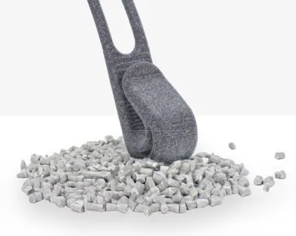 Stowey hook standing in recycled plastic granulate